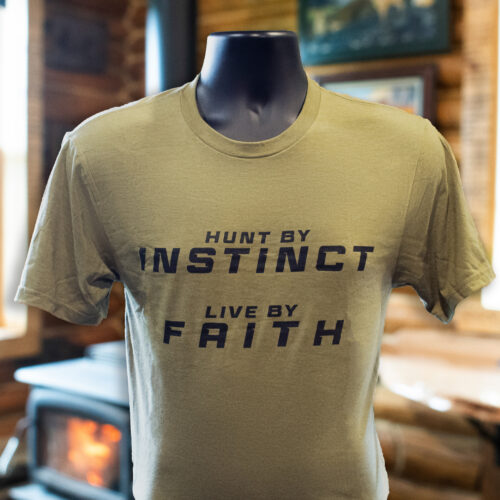 Hunt By Instinct. Live By Faith. T-Shirt - Coyote Brown Heather