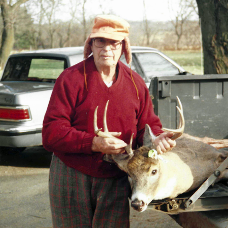 Buck In Back Of Truck Sq