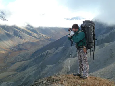 Billy filming in the brooks range